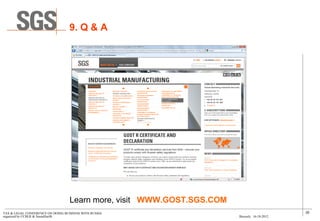 Sgs product certification russia customs union 10 2012 | PDF