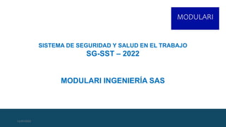 SISTEMA DE SEGURIDAD Y SALUD EN EL TRABAJO
SG-SST – 2022
MODULARI INGENIERÍA SAS
11/07/2022
 