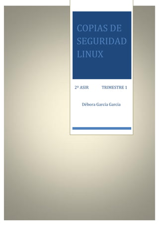 COPIAS DE
 SEGURIDAD
 LINUX


2º ASIR      TRIMESTRE 1


   Débora García García
 