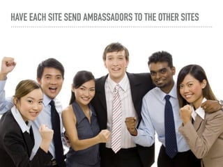 HAVE EACH SITE SEND AMBASSADORS TO THE OTHER SITES
 