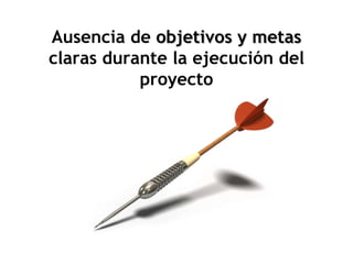 Ausencia de  objetivos y metas  claras durante la ejecución del proyecto 