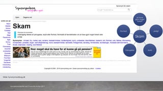 Skam
at have
gjort noget
forkert
pinligt
skyldYdmygelse
Flovhed
Kilde: Synonymordbog.dk
danskkonsulenter.dk/Charlotte Rytter 2017
 