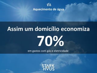 Assim	
  um	
  domicílio	
  economiza
70%em	
  gastos	
  com	
  gás	
  e	
  eletricidade
Aquecimento	
  de	
  água
 