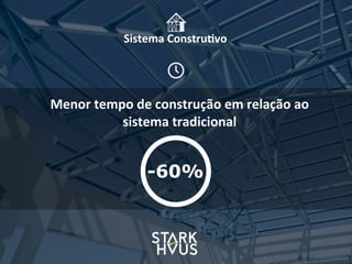 Sistema	
  Constru.vo
Menor	
  tempo	
  de	
  construção	
  em	
  relação	
  ao	
  
sistema	
  tradicional
-60%
 