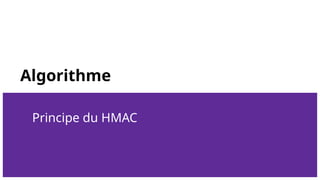 Algorithme
Principe du HMAC
 