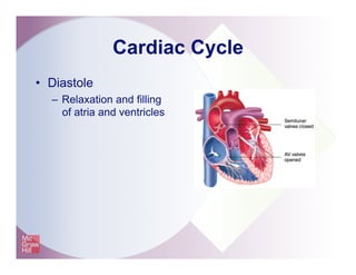 Cardiac Cycle
•  Diastole
–  Relaxation and filling
of atria and ventricles
 