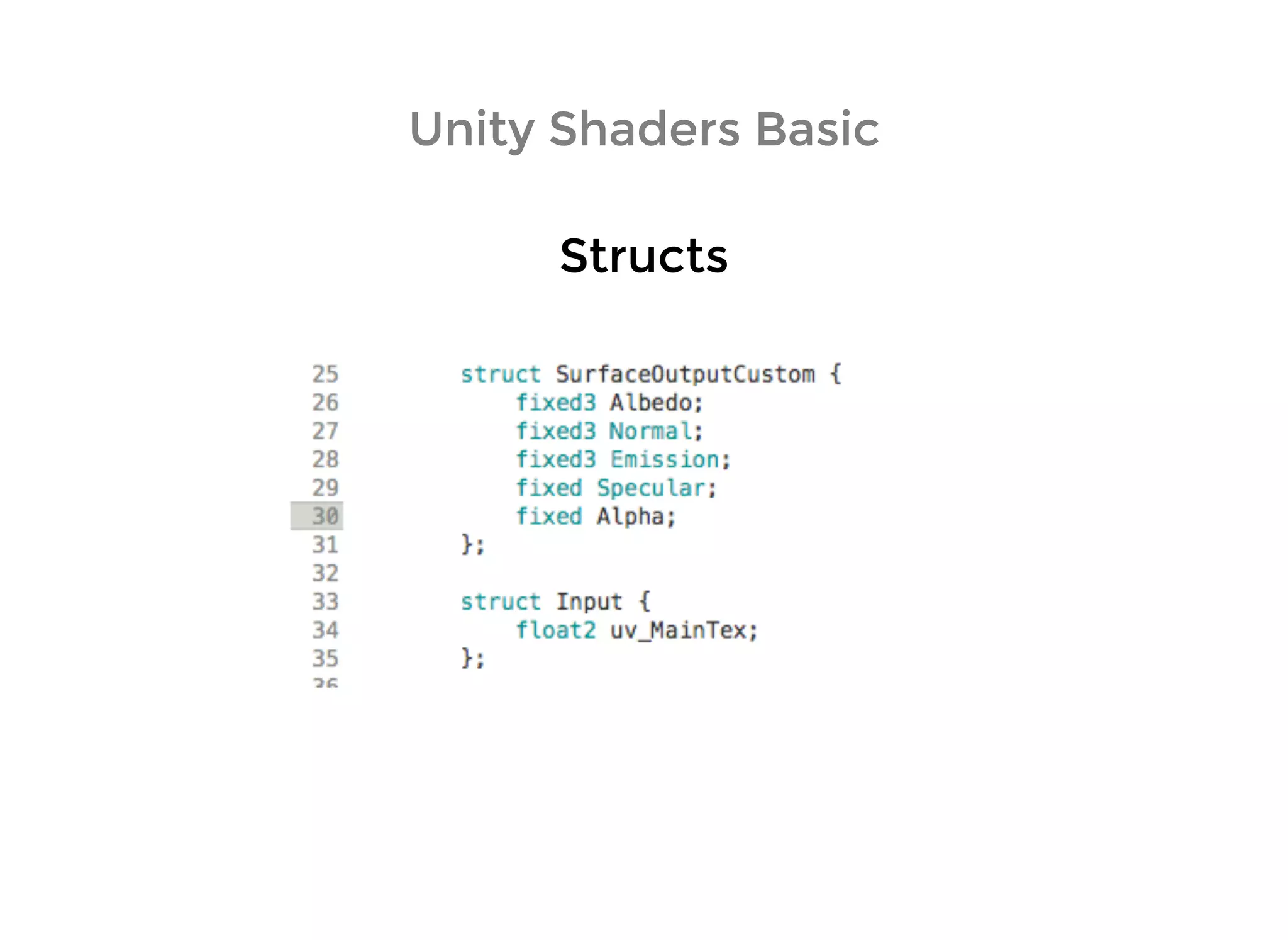 Unity Shaders BasicUnity Shaders Basic
StructsStructs
 