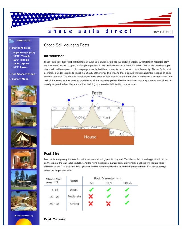 Shade Sail Mounting Post Specification