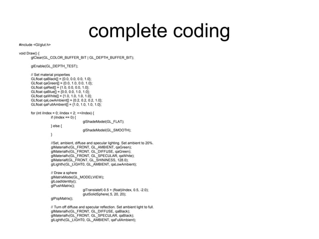 Shading and two type of shading flat shading and gauraud shading with ...