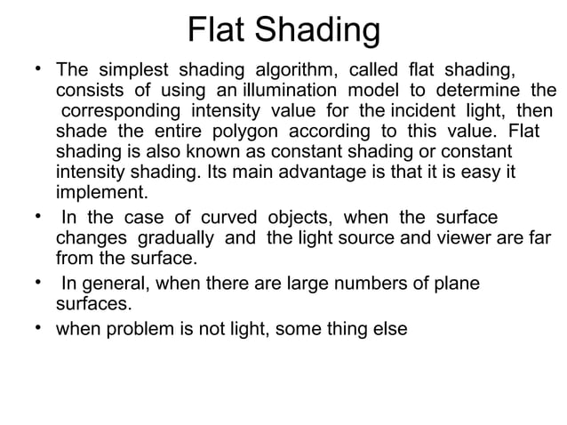 Shading and two type of shading flat shading and gauraud shading with ...