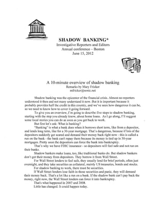 Introduction to Shadow Banking
