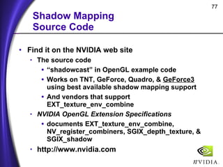 Shadow Mapping with Today's OpenGL Hardware | PPT