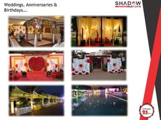 Weddings, Anniversaries &
Birthdays….
 
