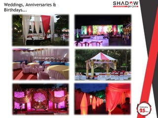 Weddings, Anniversaries &
Birthdays….
 