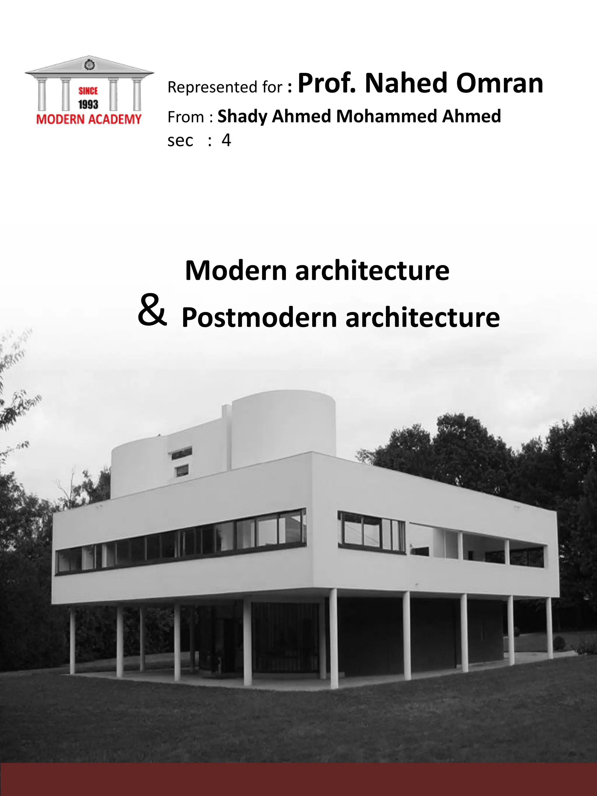 modernism- Modern and post modern Architecture | PDF