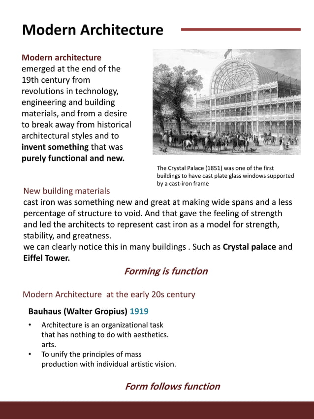 modernism- Modern and post modern Architecture | PDF
