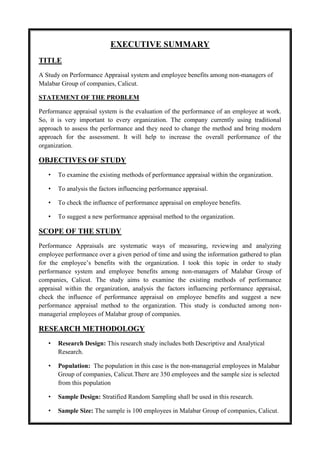 A Study on performance appraisal system and employee benefits of ...