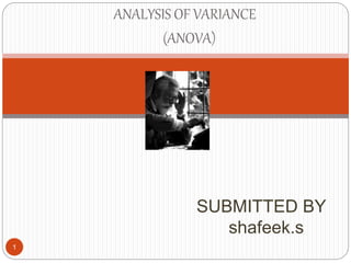 ANALYSIS OF VARIANCE
(ANOVA)
1
SUBMITTED BY
shafeek.s
 