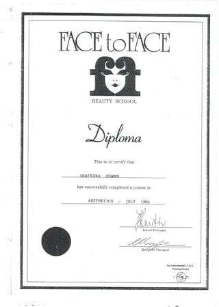 Shafeena all certificates