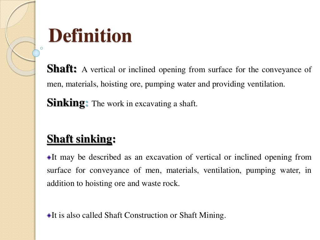 Shaft sinking 1