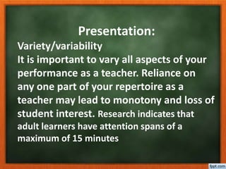 Lesson Variety Teaching Skills