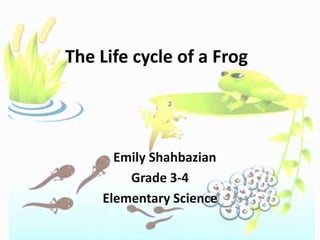 The Life cycle of a Frog




      Emily Shahbazian
        Grade 3-4
    Elementary Science
 