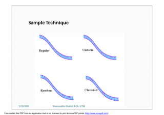 Sample Technique
11/23/2015 Shamsuddin Shahid, FKA, UTM
You created this PDF from an application that is not licensed to print to novaPDF printer (http://www.novapdf.com)
 