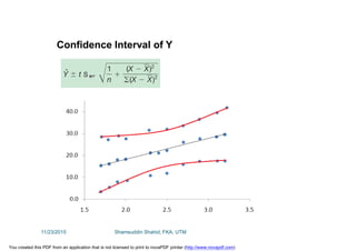 Confidence Interval of Y
11/23/2015 Shamsuddin Shahid, FKA, UTM
You created this PDF from an application that is not licensed to print to novaPDF printer (http://www.novapdf.com)
 