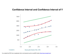 Confidence Interval and Confidence Interval of Y
11/23/2015 Shamsuddin Shahid, FKA, UTM
You created this PDF from an application that is not licensed to print to novaPDF printer (http://www.novapdf.com)
 