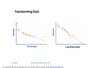 Transforming Data
11/23/2015 Shamsuddin Shahid, FKA, UTM
You created this PDF from an application that is not licensed to print to novaPDF printer (http://www.novapdf.com)
 