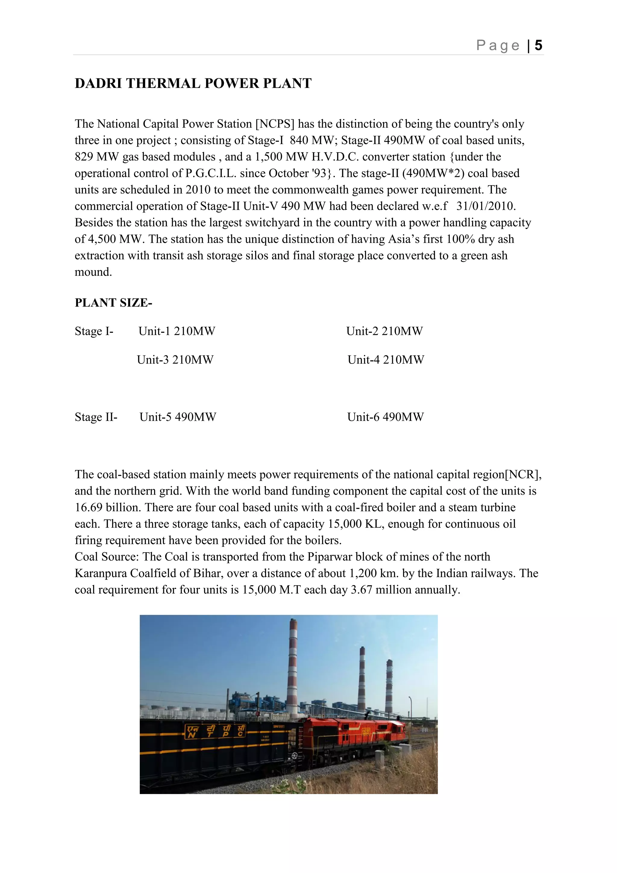NTPC summer training report | PDF