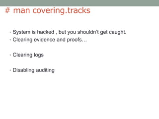 # Hacking – curiosity to gain knowledgePerson who is a geek , computer freak and loves exploring every bit of it.HackerHacker using his knowledge for illegal purpose and crime.CrackerAct of hacking performed on the backdrop of social or patriotic motive.Hacktivism