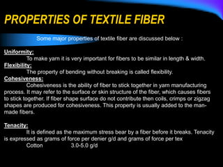 Properties Of Textile Fibers