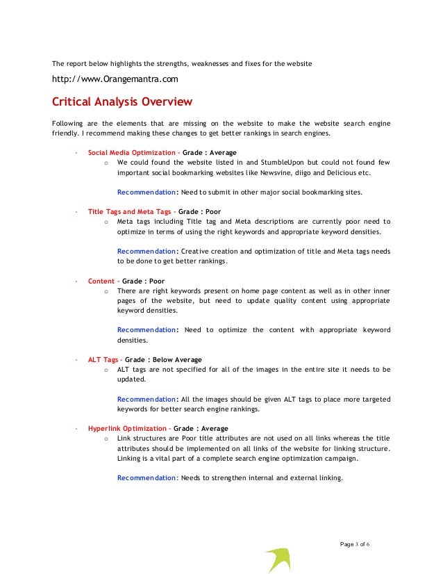 Website Pre SEO Analysis Report- Online Marketing: Search ...
