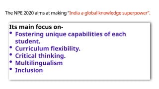 NEP 2020: Transforming Education for a New India" | PPTX