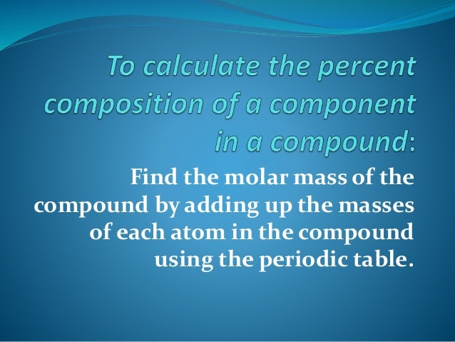 Percent Composition Of Compounds Percent Composition Of Compounds