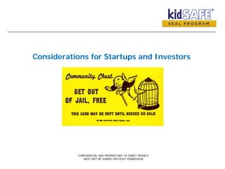 Considerations for Startups and Investors
CONFIDENTIAL AND PROPRIETARY TO SAMET PRIVACY
MUST NOT BE SHARED WITHOUT PERMISSION
 