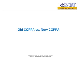 Old COPPA vs. New COPPA
CONFIDENTIAL AND PROPRIETARY TO SAMET PRIVACY
MUST NOT BE SHARED WITHOUT PERMISSION
 