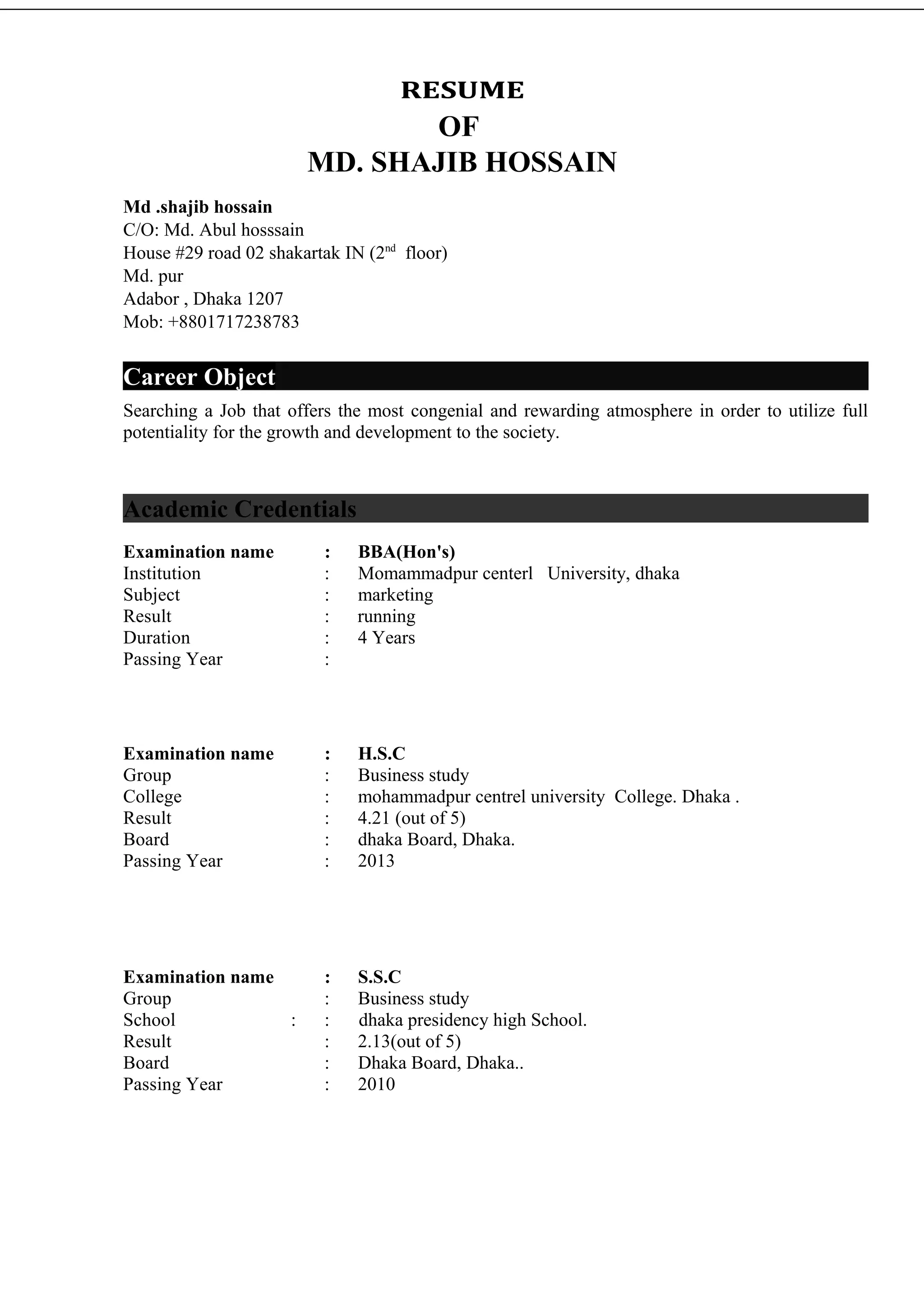 Shajib Cv PDF Free Download shajib-cv-pdf-free-download