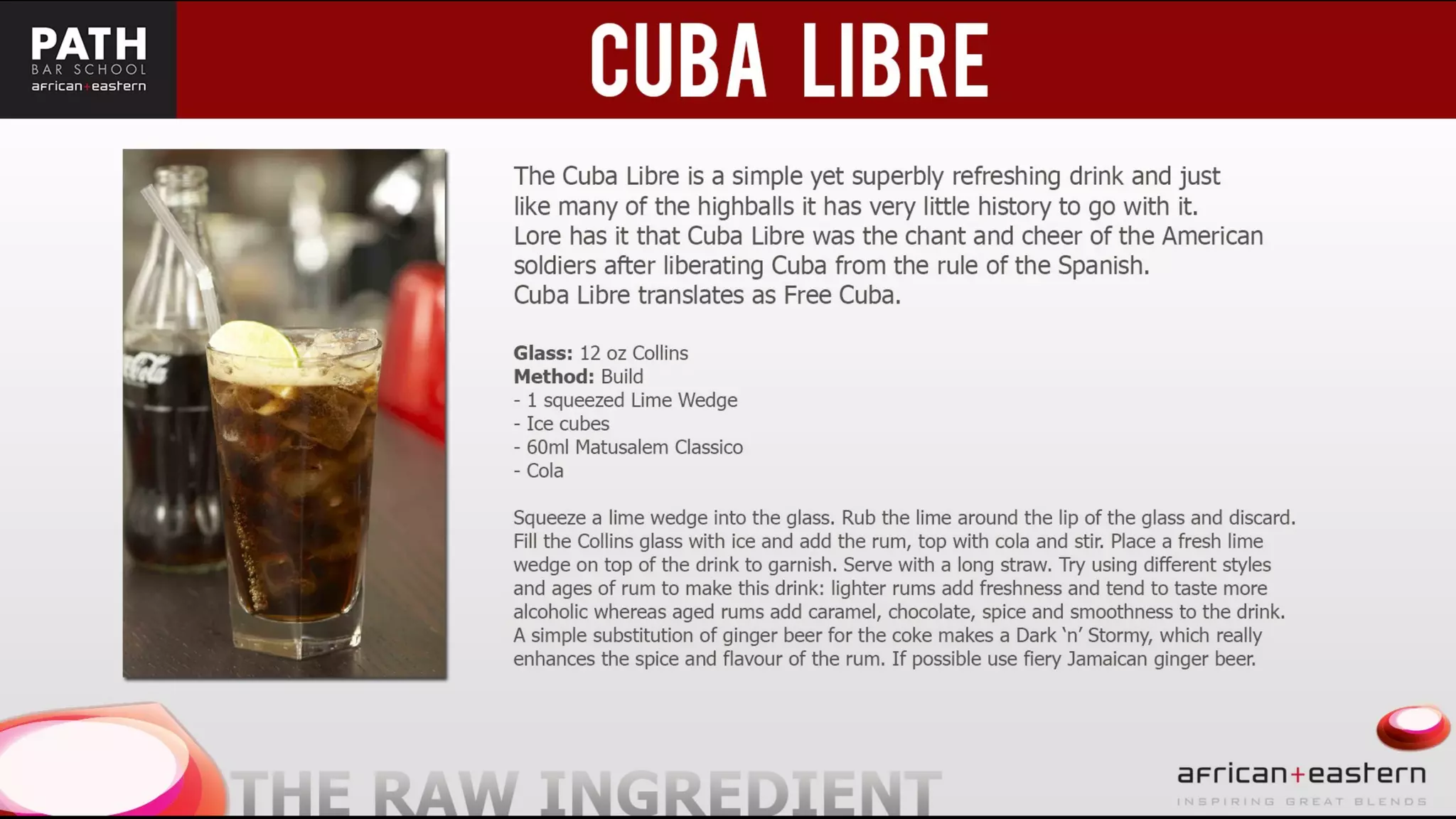 Eastern + African Bartending presentation