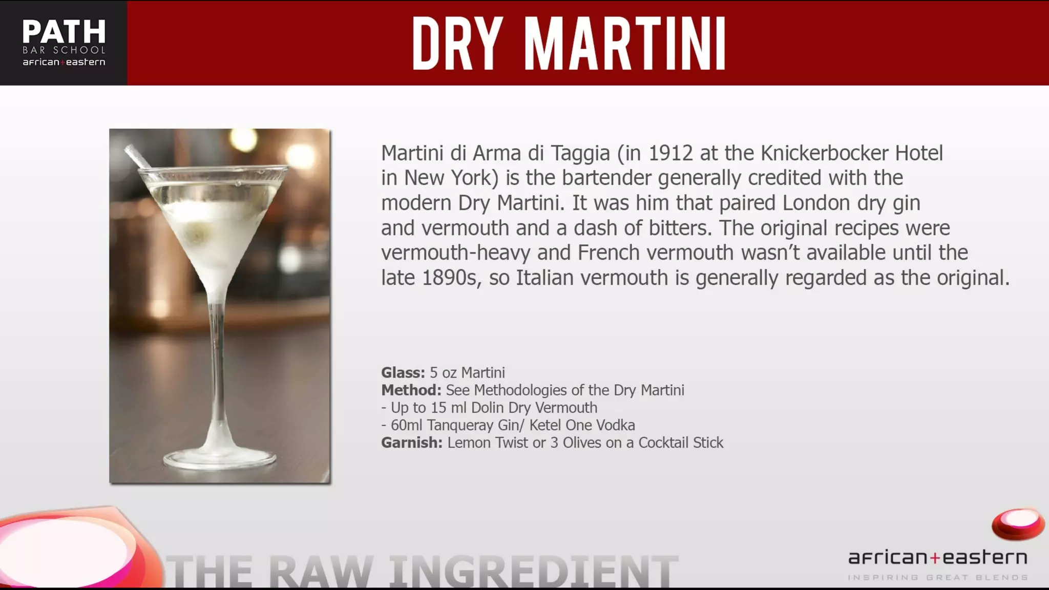 Eastern + African Bartending presentation