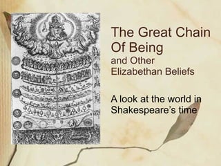 The Great Chain Of Being  and Other  Elizabethan Beliefs A look at the world in Shakespeare’s time 