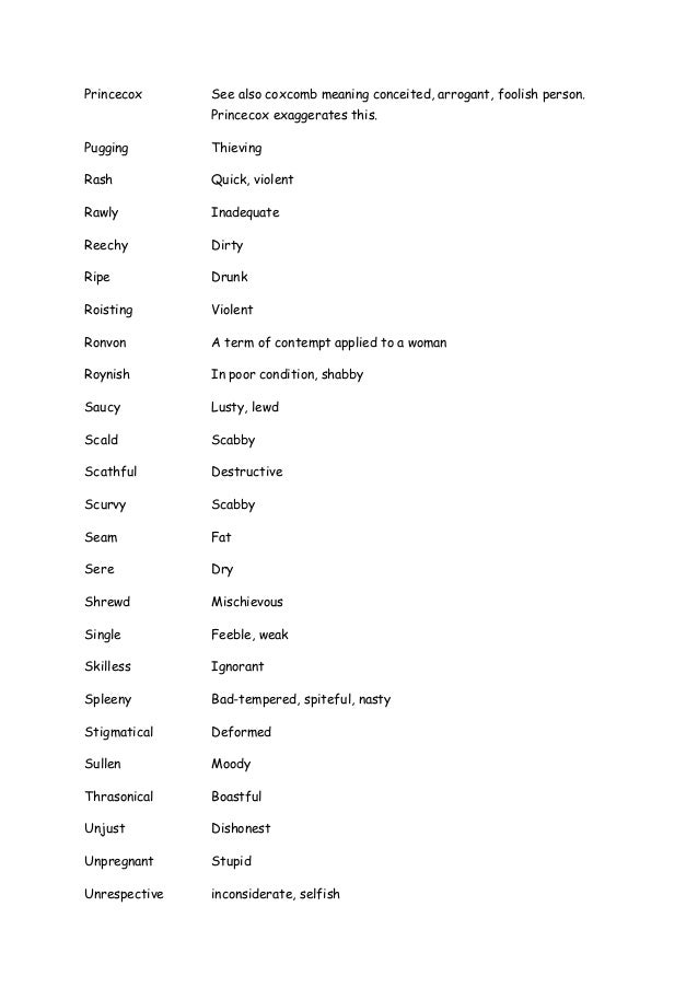 Shakespeare Insults Dictionary