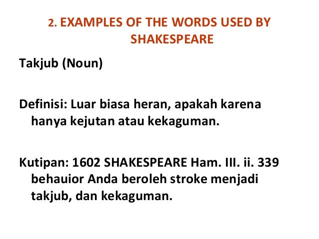 WILLIAM SHAKESPEARE BERPENGARUH PADA BAHASA INGGRIS 