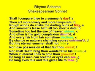 Rough winds do shake the darling buds of May,
And summer's lease hath all too short a date
It should be noted that at the ...