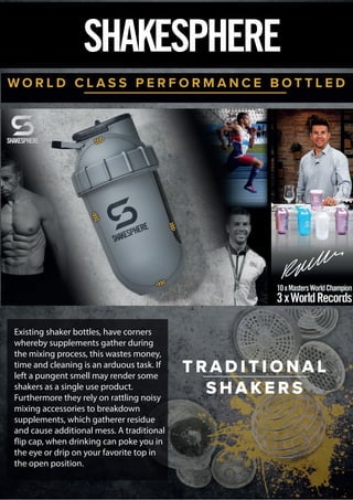 ShakeSphere Tumbler View: Protein Shaker Bottle Matte White - Black Window