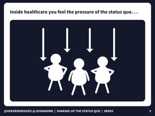@VENZRODRIGUES @JOSINAVINK | SHAKING UP THE STATUS QUO | #RSD5 3
Inside healthcare you feel the pressure of the status quo...