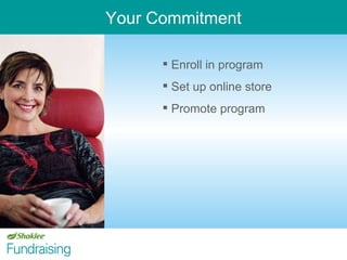 Enroll in program Set up online store Promote program  Your Commitment 