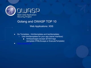 Andriy Shalaenko - GO security tips