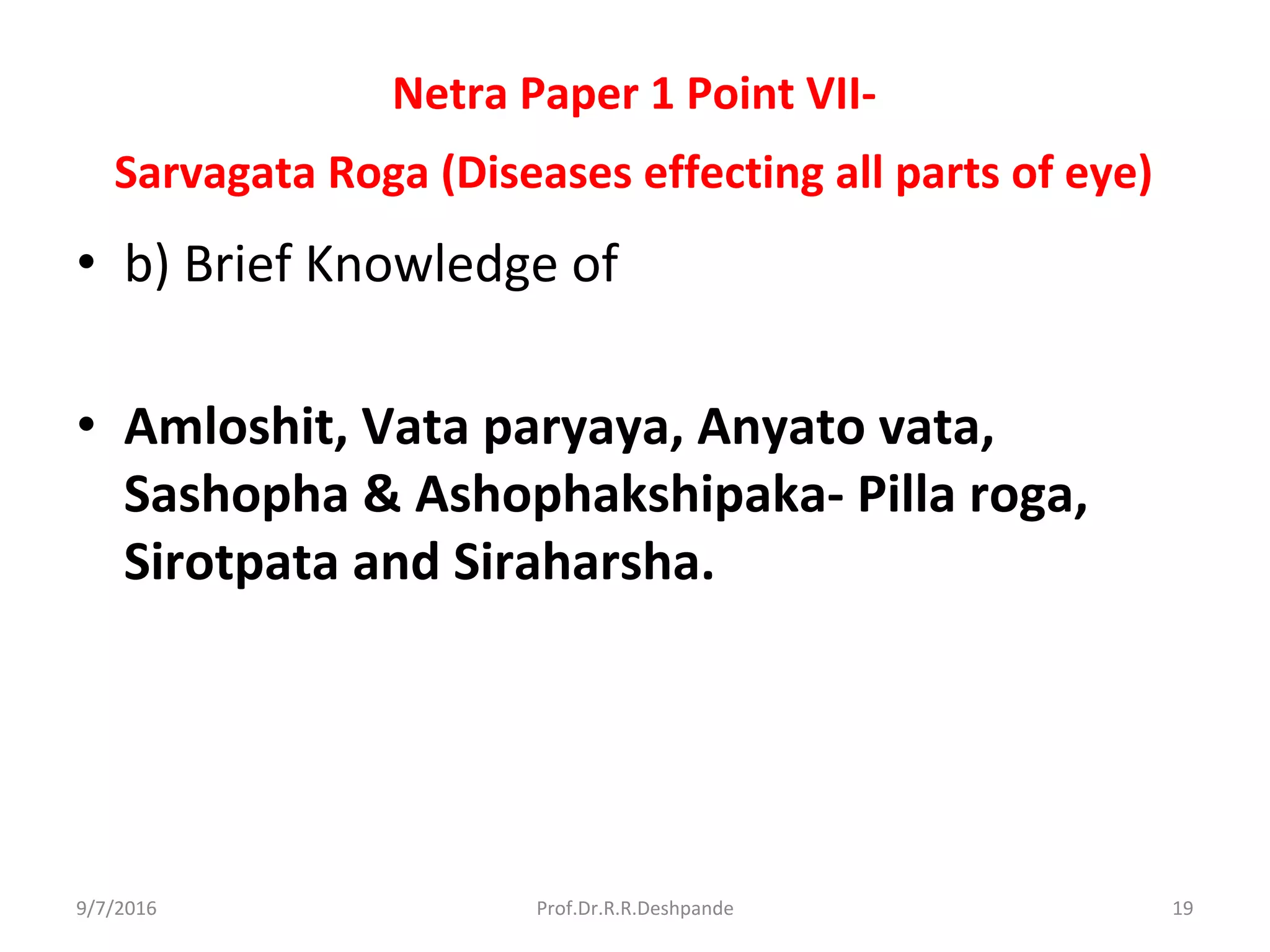 Shalakya tantra syllabus PPT | PDF